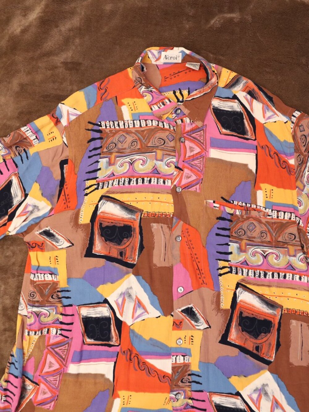 Vintage Rayon MultiColor ButtonUp (L) - Picture 4 of 12